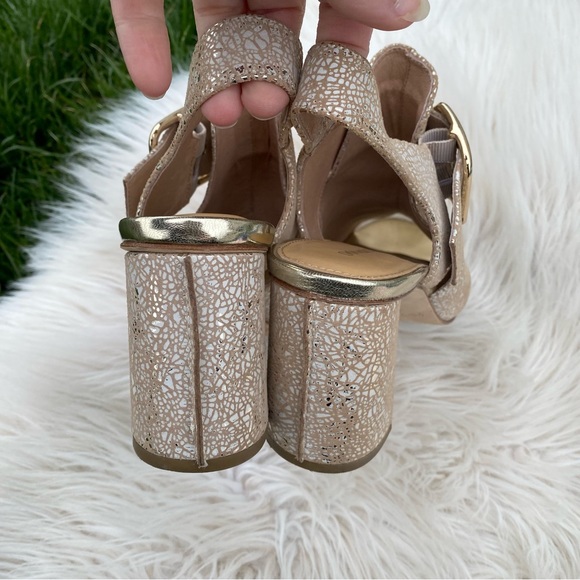 Donald Pliner Anette Metallic Slingback Buckle Block Heel 8 - Picture 3 of 11